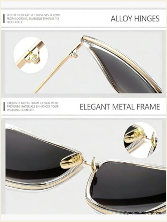 Oversized Cat Eye Sunglasses UV Protection Metal Frame Trendy Sunnies main image 7